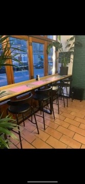 Wysokie stoły drewniane restauracja bar hoker x4