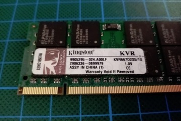 Pamięć RAM DDR2-667 CL5 KINGSTON KVR667D2S5/1G