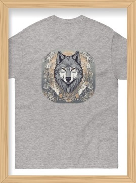 Szary Wilk - T-shirt - Nadruk z tyłu 