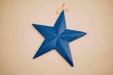 Dekoracyjna gwiazda drewniana 20 cm niebieska