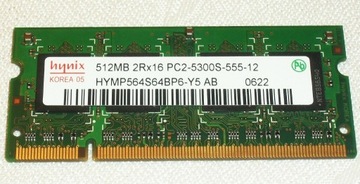 Pamięć RAM SO-DIMM DDR2 512 MB 667 533 MHz, laptop