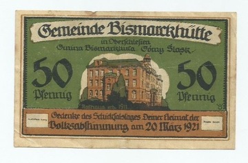 NIEMCY  Górny Śląsk Bismarckhütte, 50 Pfennig