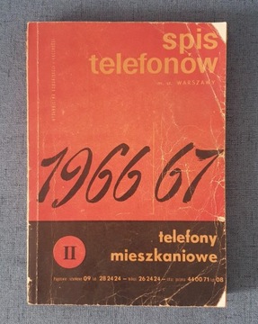 Książka telefoniczna Warszawy spis telefonów m. st. Warszawy 1966/67