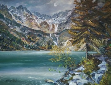 Tatry, Morskie Oko, Rysy,olej, 90x70 cm, ArtStudio