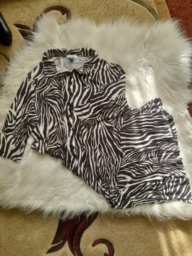 Sukienka koszulowa czarno biala zebra r. M