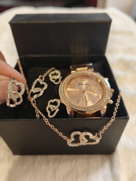 Zegarek+łańcuszek+bransoletka+kolczyki+pierścionek