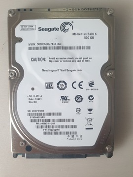 Dysk twardy Seagate 500GB 2,5' uszkodzony