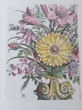 Rysunek kolorowanka kredkami kwiatów 22x28,5cm