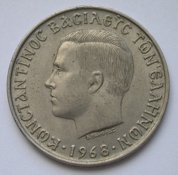 Grecja 10 drachm 1968 - Konstantyn - stan 2