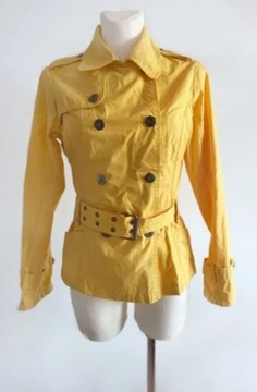 Elegancka kurtka trencz, parka, żółta, 100% bawełna S klasyk
