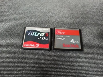 2x karta Sandisk Ultra II 2GB i Ultra 4GB CF compact flash