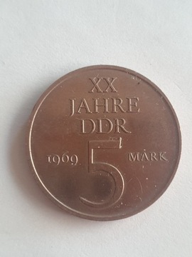 XX Lat DDR 5 marek 1969r.24mm.9,7g.