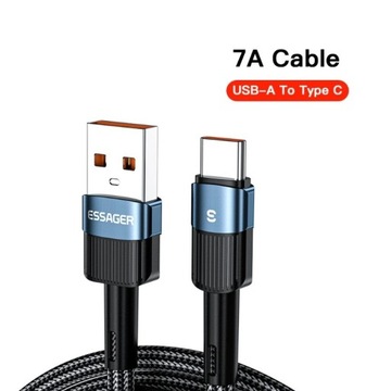 Kabel Ładowania 2m USB-C do USB 66W QC - Niebieski