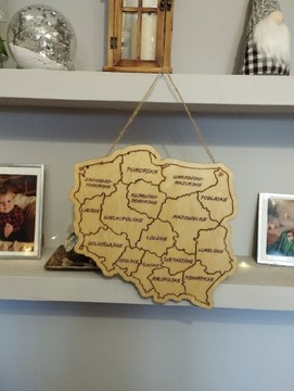 Duża Mapa Polski Wykończenie Wnętrz Obraz Drewno