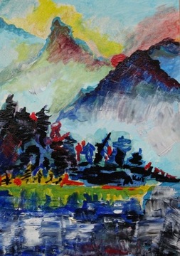 obraz do salonu pejzaż góry we mgle mountains