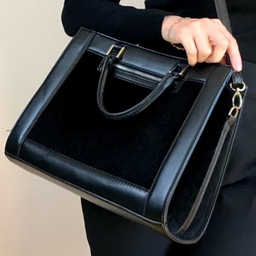 Elegancka pojemna czarna torebka torba PARFOIS