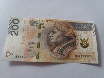 Banknot 200 zł ciekawe numery