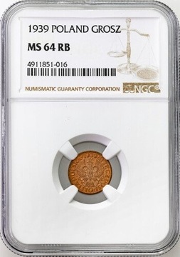 1 Grosz 1939 NGC MS64 RB