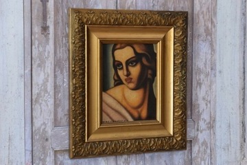 Tamara De Łempicka - Kobieta w Sukni - Art Deco - Stary Obraz Olejny