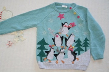 Next-Sweterek z pingwinami,bawełna-104