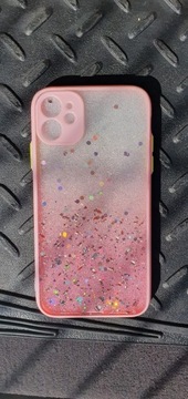 Iphone 11 Etui brokat różowe