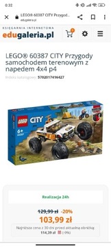 Zestaw LEGO City 4x4 Przygoda terenowa 252 części