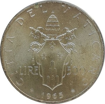 Watykan 500 lire 1965, Ag KM#83.2