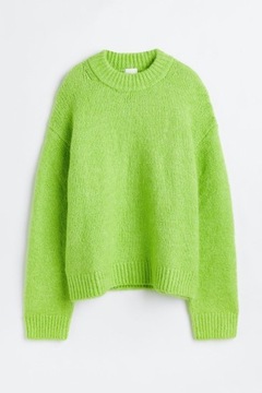 nowy H&M XS oversize limonkowy sweter luźny 