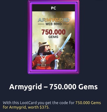 Armygrid 750.000 gems (worth 375$)