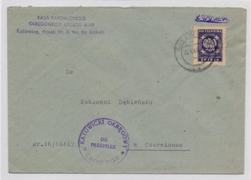 Koperta ze zn. urzędowym - Katowice 1946 rok