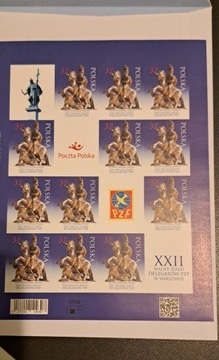Arkusz znaczków XXII Walny zjazd delegatów PZF 