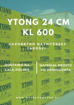 Bloczki Ytong 24 cm kl 600 gazobeton pustak Tanio