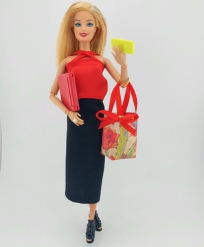 Sukienka ubranko dla Barbie z laptopem i telefonem