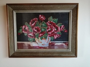 Obraz kwiaty haft krzyżykowy