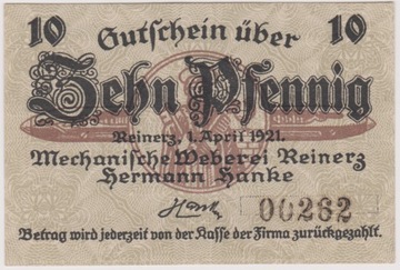 Reinerz (Duszniki-Zdr.), 10 Pf, 1.04.1921