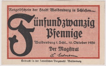 Waldenburg (Wałbrzych), 25 Pf, 10.10.1920 (c)