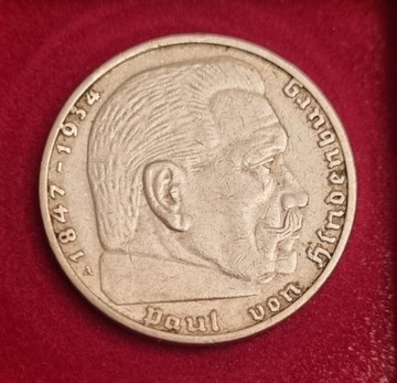 2 Reichs Mark Hindenburg 1937 rok literka A