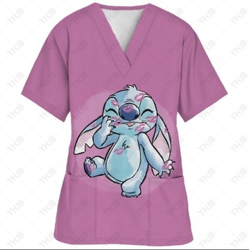 Bluzka medyczna z kieszeniami - Disney Lilo & Stitch - 3XL