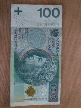 Banknot 100 zł seria AA