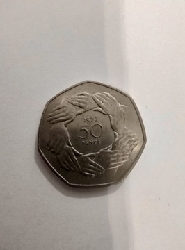 Moneta Wielka Brytania 50 Pensów 1973 r.
