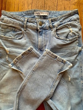 ZARA SPODNIE Jeans Nowe r40 rurki z przetarciami