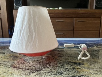 IKEA lampa stołowa LATER lampka noc biało/czerwona