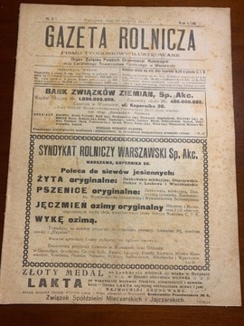 Gazeta Rolnicza  No 32.  1923 r