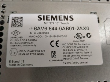 Panel SIEMENS MP377 6AV6644-0AB01-2AX0 nieużywany