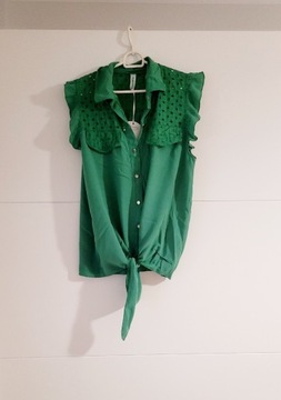Koszula z krótkim rękawkiem butelkowa zieleń 