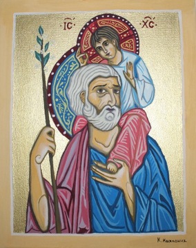obraz olejny Święty Józef i Jezus Chrystus ikona 