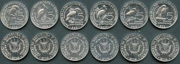 Burundi - set 6 coins 5 Francs 2014 - birds - UNC