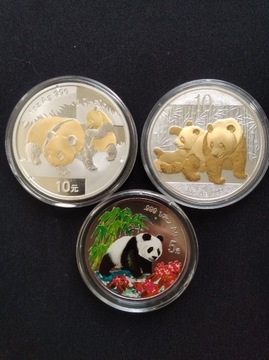 Panda 5 10 yuan 1997 2008 kolor gold
