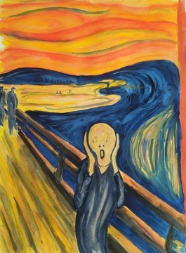 Akwarelowy obraz "Krzyk" E. Munch