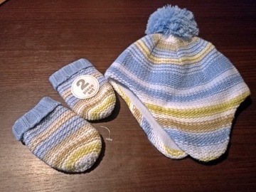 komplet czapka zimowa rękawiczki NEXT 3-6 miesięcy